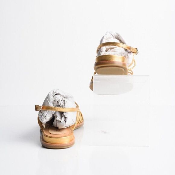 Joie Womens Gold Estin Brass Strappy Flat Sandals Flats US 9 EU 39 New with Box - Picture 6 of 9